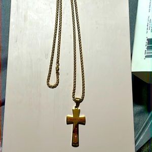 New necklace unisex baseball   with cross charm message : I can do all things